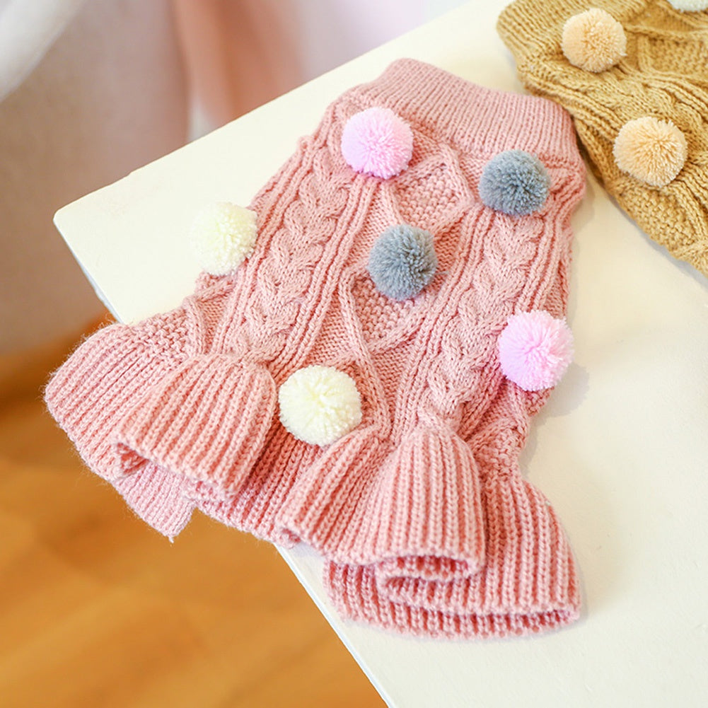 Vestido Tricot Pompom | Para Cachorro e Gato